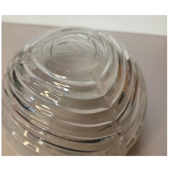 Block Floral Bowl 3.5"x6.75" Heavy Full Lead Crystal. Clear and Frosted. Poland - Picture 4 of 6